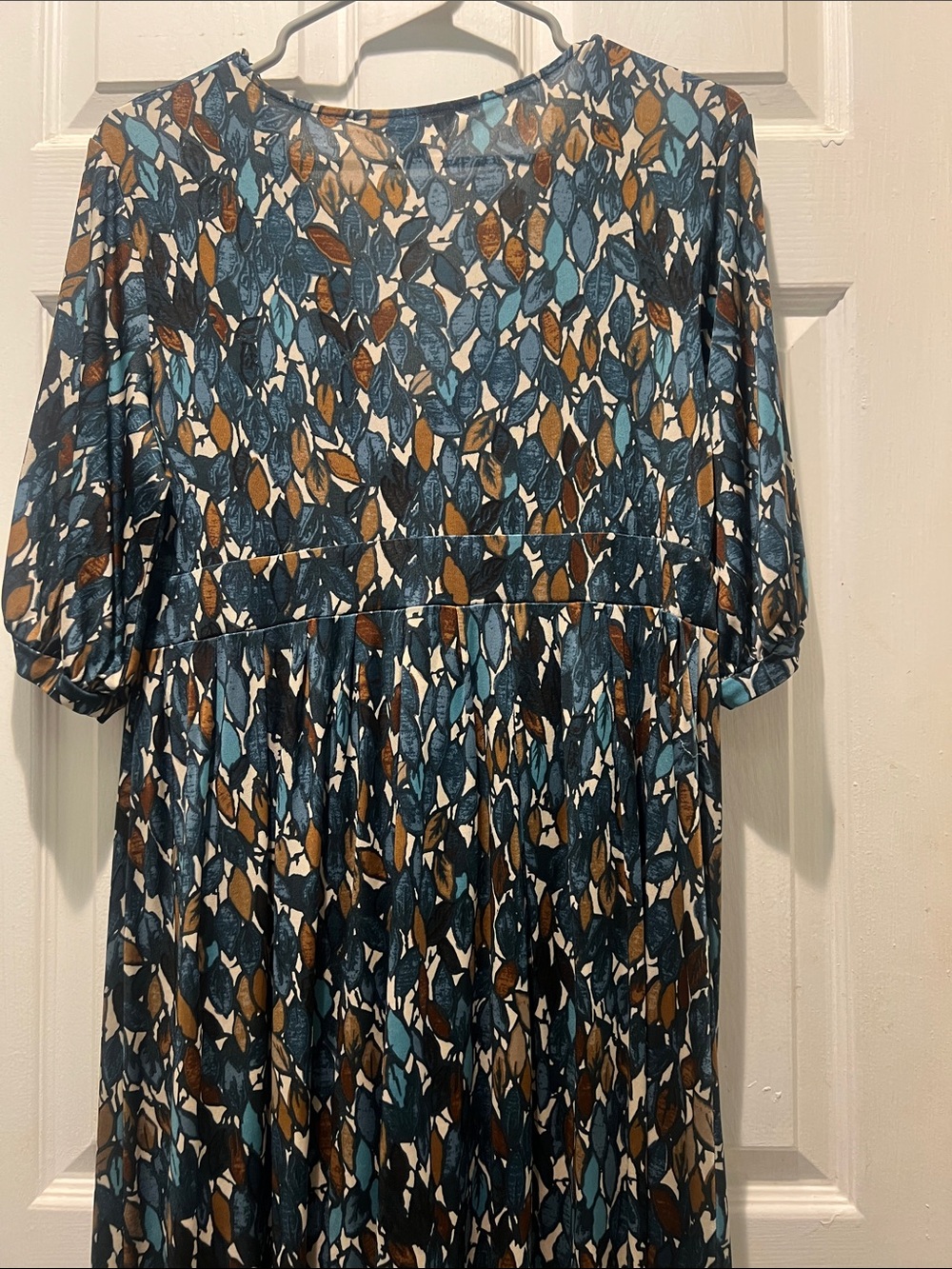 Banana Republic Blue, Brown & Cream Leaf-Print Dress - Picture 7 of 8